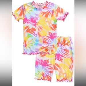 Girls buttery Soft Bamboo Pajamas Tie Dye Short Summer pajamas ruffle size XL